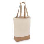 Baumwolltasche mit Jutegriff und Bodenfalte 320 g/m² farbe beige