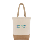 Baumwolltasche mit Jutegriff und Bodenfalte 320 g/m² Ansicht mit Druckbereich