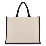 Baumwolltasche mit farbigem Jute­boden und -seiten 320 g/m² farbe schwarz dritte Ansicht