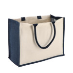 Baumwolltasche mit farbigem Jute­boden und -seiten 320 g/m² farbe dunkelblau zweite Ansicht