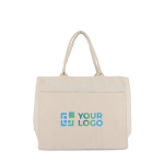 OEKO-TEX Baumwolltasche mit mehreren Taschen 320 g/m² Ansicht mit Druckbereich