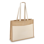 Jutetasche mit Baumwollfronttasche und passenden Henkeln 320 g/m² farbe beige zweite Ansicht