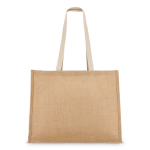 Jutetasche mit Baumwollfronttasche und passenden Henkeln 320 g/m² farbe beige vierte Ansicht