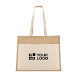 Jutetasche mit Baumwollfronttasche und passenden Henkeln 320 g/m² Ansicht mit Druckbereich