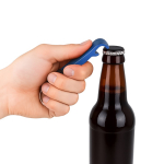 3-in-1 Aluminium-Flaschenöffner Schlüsselanhänger farbig farbe blau dritte Ansicht