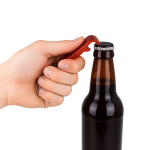 3-in-1 Aluminium-Flaschenöffner Schlüsselanhänger farbig farbe rot dritte Ansicht