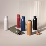 Thermoflasche aus recyceltem Stahl mit Druckverschluss 500 ml farbe schwarz fünfte Ansicht