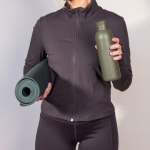 Thermoflasche aus recyceltem Stahl mit Druckverschluss 500 ml farbe olivgrün vierte Ansicht