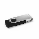Individueller USB-Stick aus Kunststoff mit drehbarem Metallclip farbe schwarz linke vordere Winkelansicht