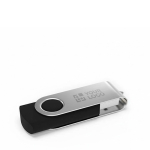Individueller USB-Stick aus Kunststoff mit drehbarem Metallclip farbe schwarz Ansicht mit Druckbereich
