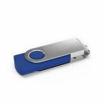 Individueller USB-Stick aus Kunststoff mit drehbarem Metallclip farbe blau linke vordere Winkelansicht