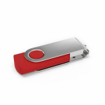 Individueller USB-Stick aus Kunststoff mit drehbarem Metallclip farbe rot linke vordere Winkelansicht