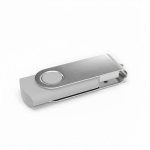 Individueller USB-Stick aus Kunststoff mit drehbarem Metallclip farbe weiß linke vordere Winkelansicht
