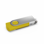 Individueller USB-Stick aus Kunststoff mit drehbarem Metallclip farbe gelb linke vordere Winkelansicht