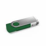 Individueller USB-Stick aus Kunststoff mit drehbarem Metallclip farbe grün linke vordere Winkelansicht
