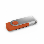 Individueller USB-Stick aus Kunststoff mit drehbarem Metallclip farbe orange linke vordere Winkelansicht