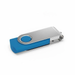 Individueller USB-Stick aus Kunststoff mit drehbarem Metallclip farbe hellblau linke vordere Winkelansicht