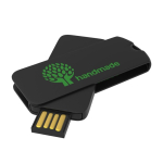 Individueller USB-Stick aus Kunststoff im Drehdesign, Made in Europe farbe schwarz Ansicht mit Logodruck