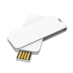 Individueller USB-Stick aus Kunststoff im Drehdesign, Made in Europe farbe weiß linke vordere Winkelansicht