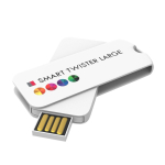 Individueller USB-Stick aus Kunststoff im Drehdesign, Made in Europe farbe weiß Ansicht mit Logodruck