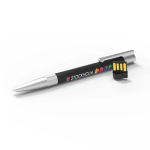 Individueller USB-Kugelschreiber aus Gummi und Metall, Made in Europe farbe schwarz Ansicht mit Logodruck