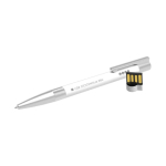 Individueller USB-Kugelschreiber aus Gummi und Metall, Made in Europe farbe weiß Ansicht mit Logodruck