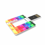 Individueller quadratischer USB-Stick ausklappbar, Made in Europe farbe weiß Ansicht mit Logodruck