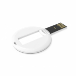Individuell gefertigter runder ausklappbarer USB Stick aus Europa farbe weiß linke vordere Winkelansicht