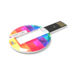 Individuell gefertigter runder ausklappbarer USB Stick aus Europa farbe weiß Ansicht mit Logodruck