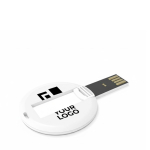 Individuell gefertigter runder ausklappbarer USB Stick aus Europa farbe weiß Ansicht mit Druckbereich