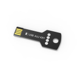 USB Stick aus Metall im Schlüsselformat, individuell gefertigt, Europa farbe schwarz Ansicht mit Logodruck