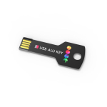 USB Stick aus Metall im Schlüsselformat, individuell gefertigt, Europa farbe schwarz Ansicht mit Logodruck
