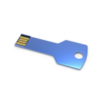 USB Stick aus Metall im Schlüsselformat, individuell gefertigt, Europa farbe blau rechte vordere Winkelansicht