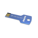 USB Stick aus Metall im Schlüsselformat, individuell gefertigt, Europa farbe blau Ansicht mit Logodruck