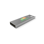 Individuell gefertigter USB Stick aus Metall mit Befestigungsloch farbe silber Ansicht mit Logodruck