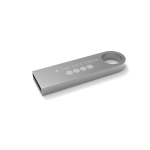 Individuell gefertigter kleiner USB Stick aus Metall, befestigbar farbe silber Ansicht mit Logodruck