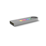 Individuell gefertigter kleiner USB Stick aus Metall, befestigbar farbe silber Ansicht mit Logodruck