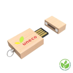 Holz-USB mit Magnetverschluss, hergestellt in Europa farbe heller holzton Ansicht mit Logodruck