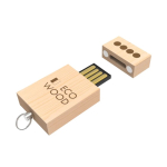 Holz-USB mit Magnetverschluss, hergestellt in Europa farbe heller holzton Ansicht mit Logodruck
