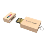 Holz-USB mit Magnetverschluss, hergestellt in Europa farbe heller holzton Ansicht mit Logodruck