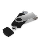 Metall-USB mit USB- und Typ-C-Anschluss, hergestellt in EU farbe schwarz Detailansicht