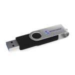 Metall-USB mit USB- und Typ-C-Anschluss, hergestellt in EU farbe schwarz Ansicht mit Logodruck