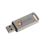 Custom made USB Stick aus Metall mit Schutzkappe, hergestellt in EU. farbe silber Ansicht mit Logodruck