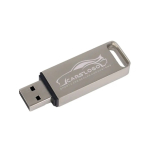 Custom made USB Stick aus Metall mit Schutzkappe, hergestellt in EU. farbe silber Ansicht mit Logodruck