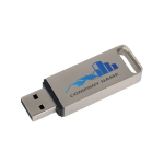 Custom made USB Stick aus Metall mit Schutzkappe, hergestellt in EU. farbe silber Ansicht mit Logodruck