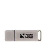 Custom made USB Stick aus Metall mit Schutzkappe, hergestellt in EU. farbe silber Ansicht mit Druckbereich