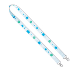 Individuell gefertigtes RPET Lanyard mit zwei Karabinern oder Clips farbe weiß