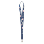 Individuell gefertigtes Polyester Lanyard mit Karabiner oder Clip farbe ultramarinblau