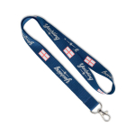 Individuell gefertigtes Polyester Lanyard mit Karabiner oder Clip farbe ultramarinblau