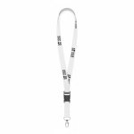 Abnehmbares Polyester-Lanyard mit Karabiner oder Clip farbe weiß Ansicht mit Druckbereich